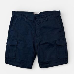 NN07 mens 34 navy blue cotton lyocell linen cargo shorts EUC